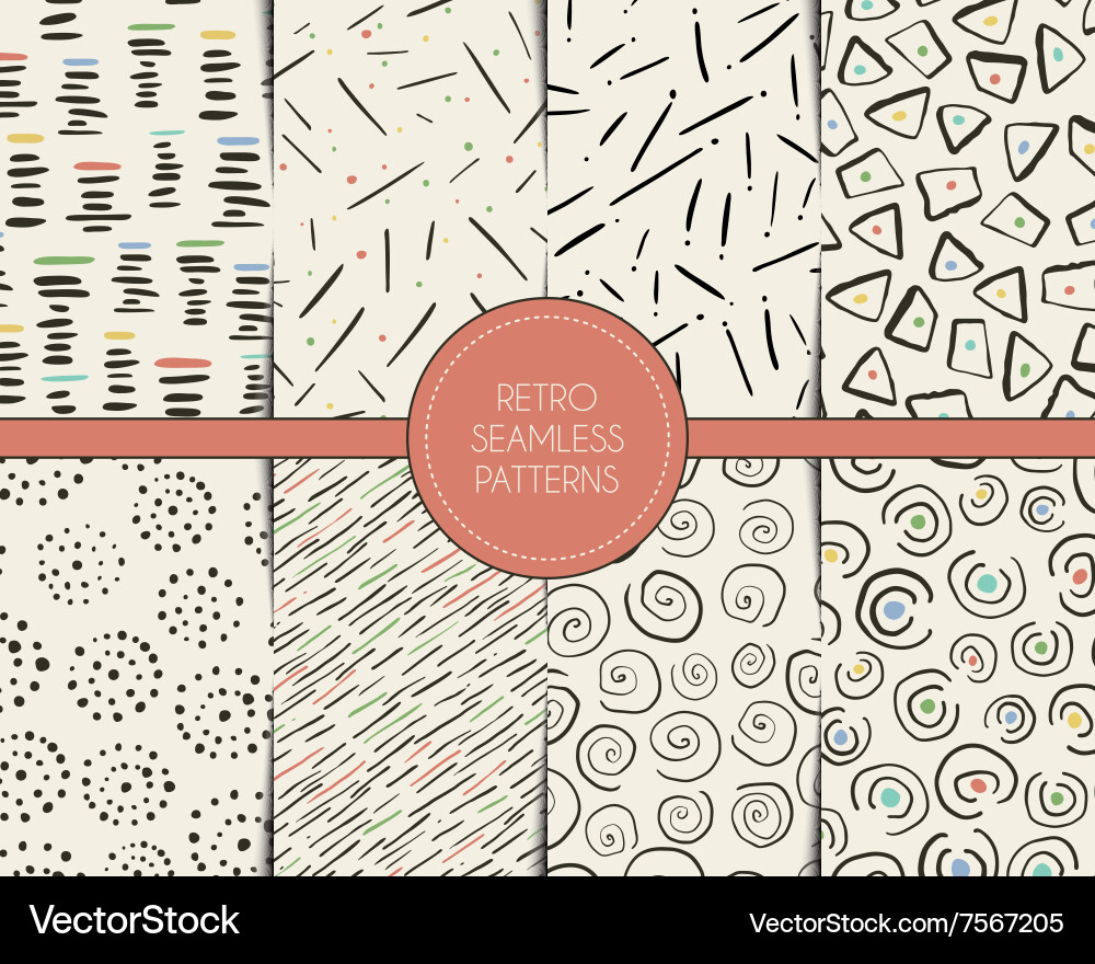 Set retro style seamless patterns vector image