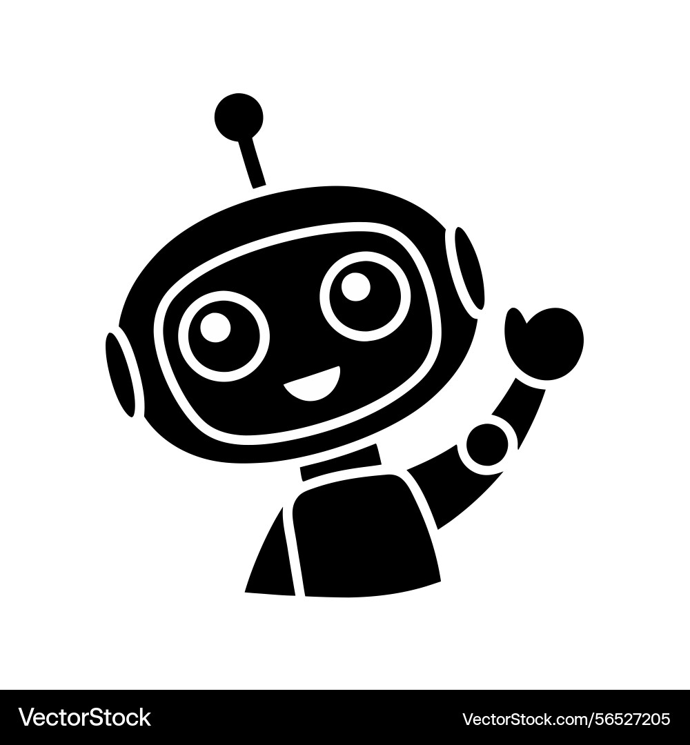 Smiling robot character waving greeting vector image