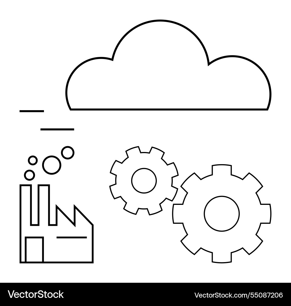 Cloud computing integration with industrial Vector Image
