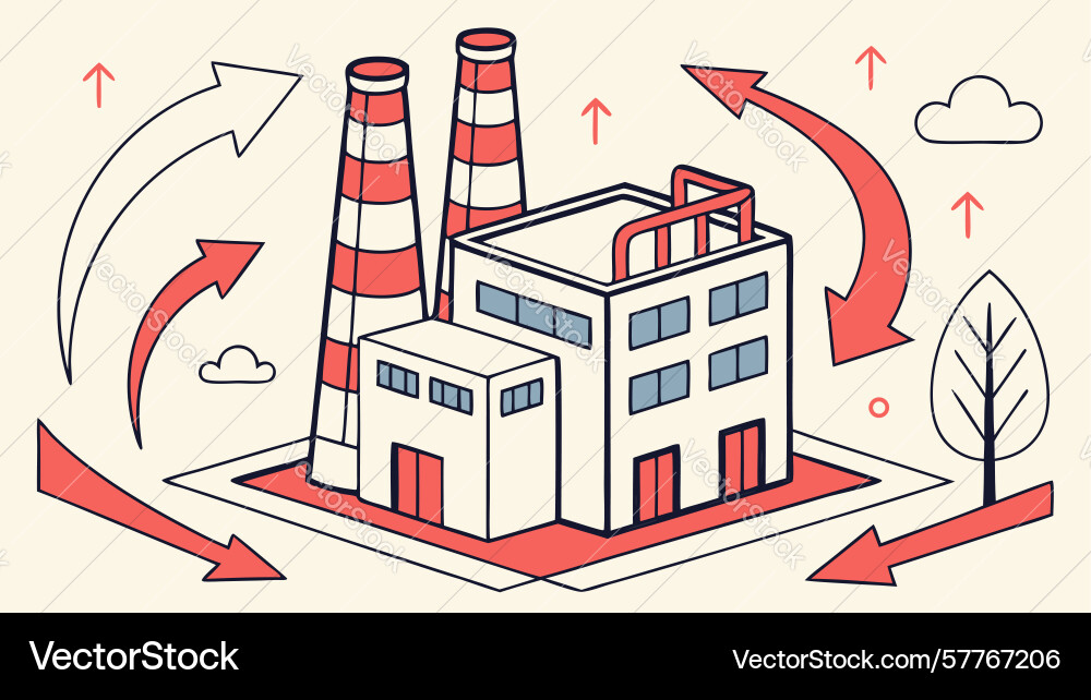 Factory automation with circular production flow vector image