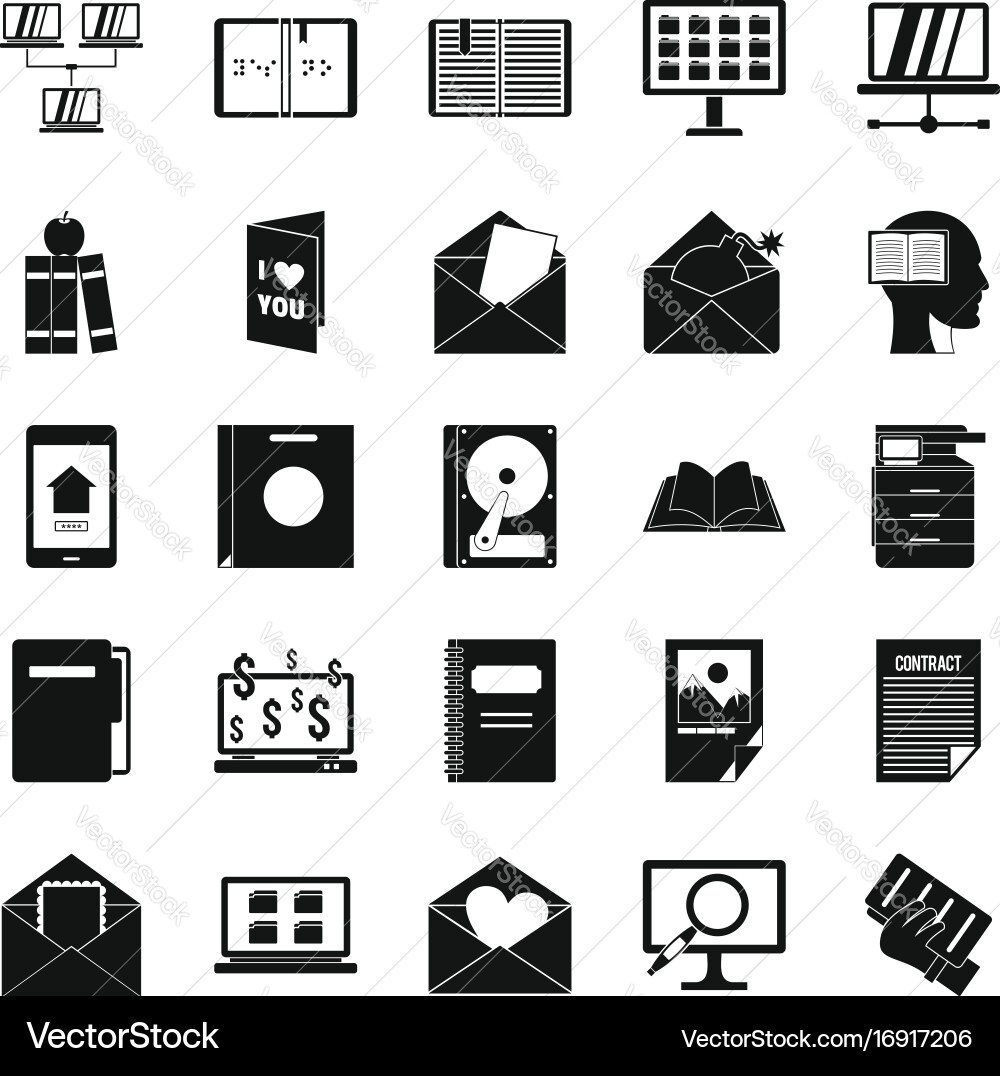 Folder icons set simple style Vector Image