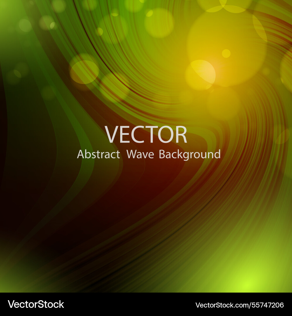 Green wavy background with bokeh effect Vector Image