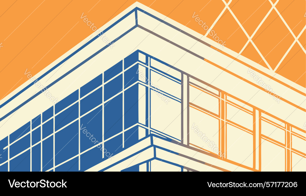 Modern architecture building facade with large vector image