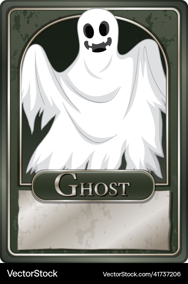 White ghost character game card template White ghost character game card template vector image
