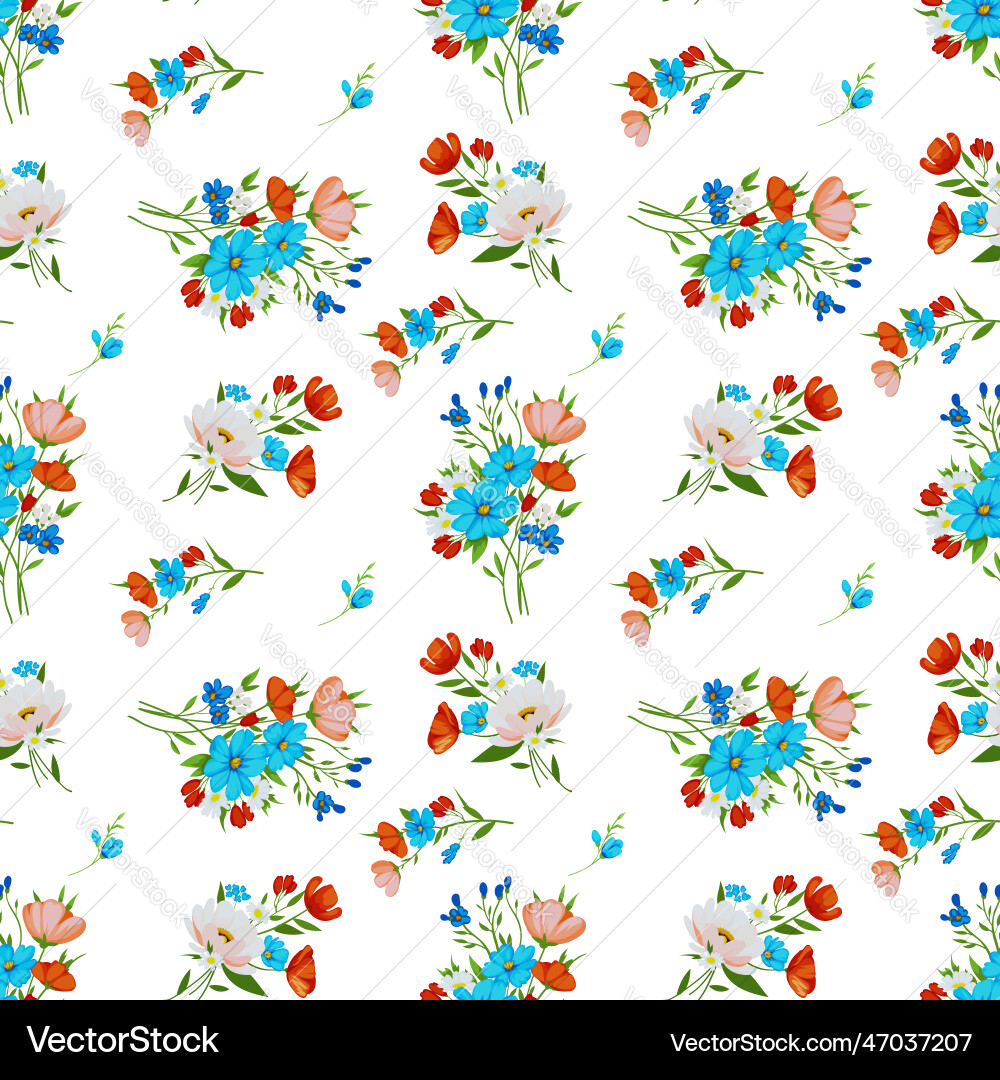 Contemporary summer floral pattern with small Contemporary summer floral pattern with small vector image