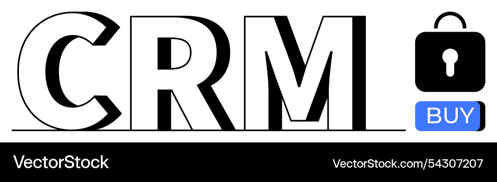 Crm text with lock icon and buy button Vector Image