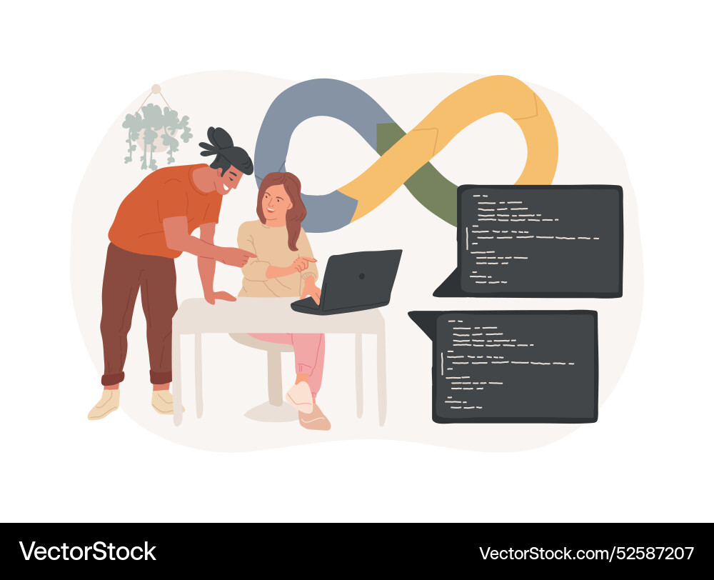 Devsecops workflow isolated cartoon Devsecops workflow isolated cartoon vector image