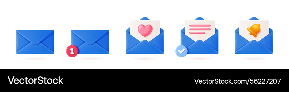 Email icons with message symbols set Email icons with message symbols set vector image
