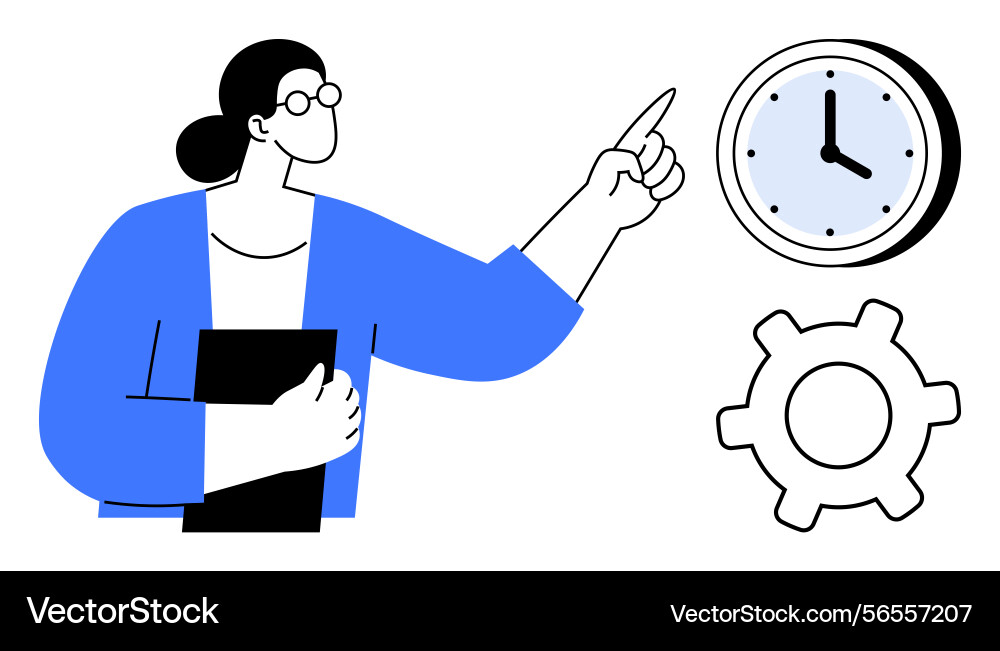 Focused professional coordinating tasks with time Focused professional coordinating tasks with time Vector Image