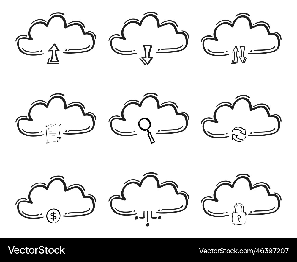 Hand drawn computer cloud related icon Vector Image