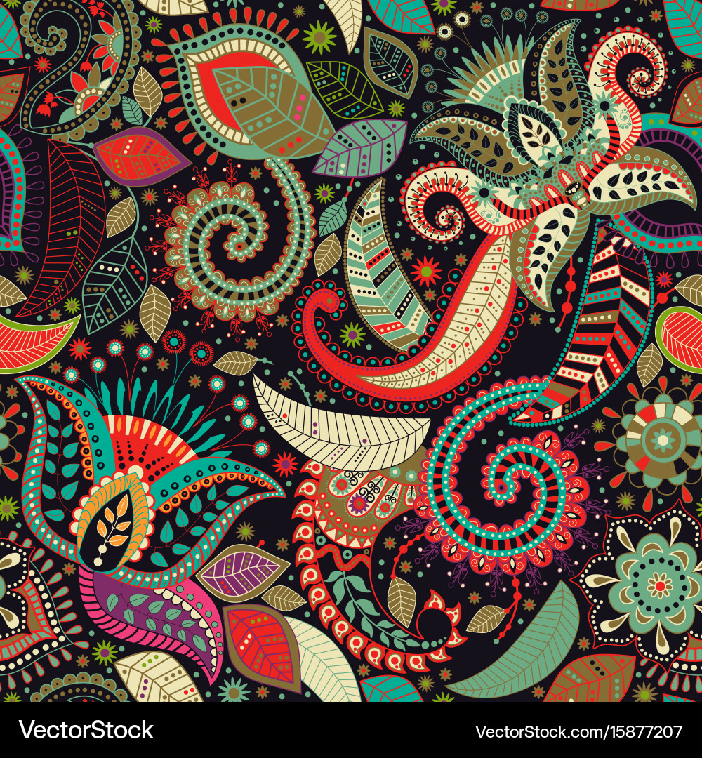 Indian Paisley Floral Pattern Vector Image