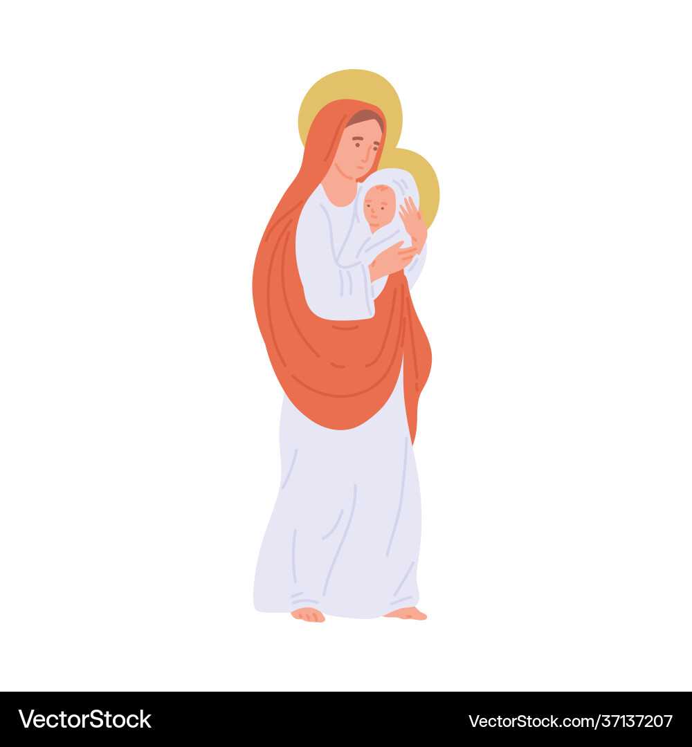 Mary and Jesus Christ - Cartoon – Royalty-Free Vector | VectorStock, image size:1000x1080