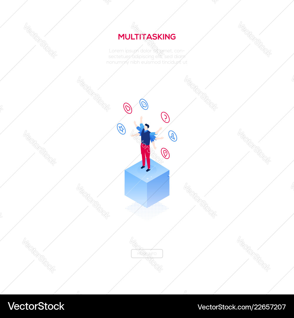 Multitasking concept - modern isometric web Multitasking concept - modern isometric web vector image