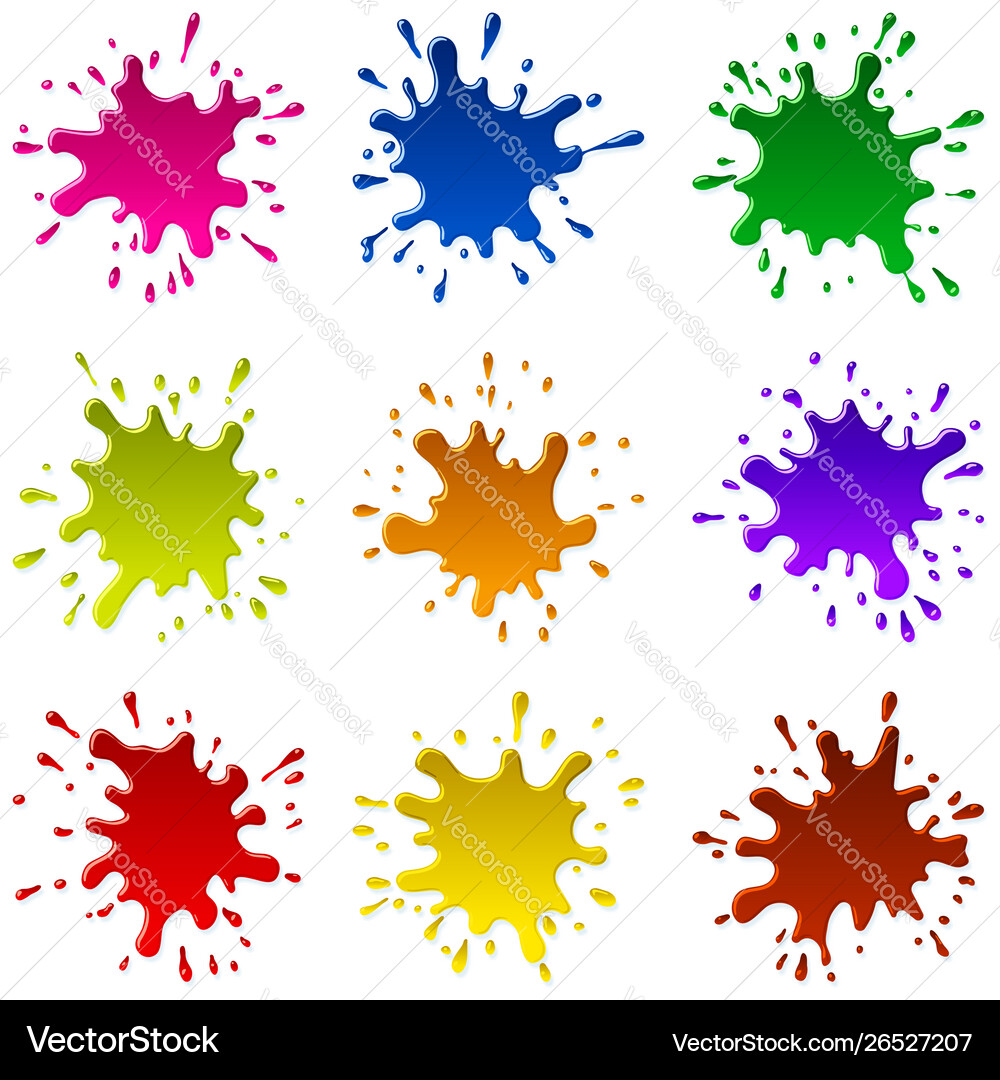Paint ink blots splashes set – Royalty-Free Vector | VectorStock, image size:1000x1080