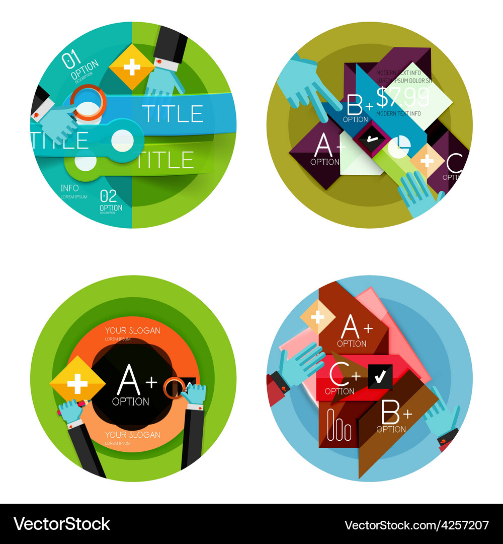 Set of option presentation labels flat design web Vector Image