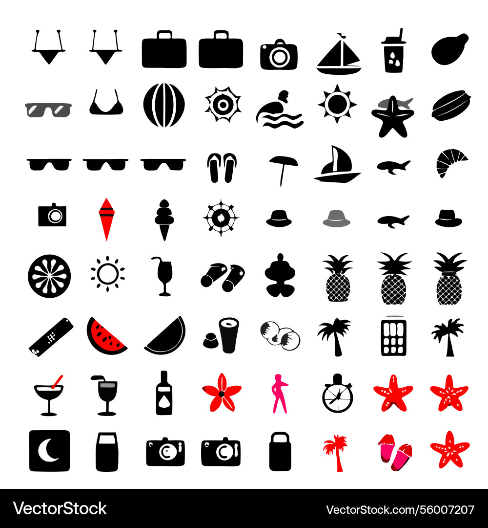 Summer flat design icon set Royalty Free Vector Image