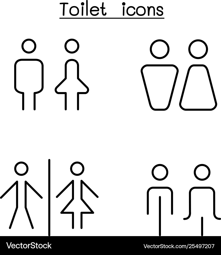 Toilet restroom bathroom icon set in thin line Toilet restroom bathroom icon set in thin line vector image
