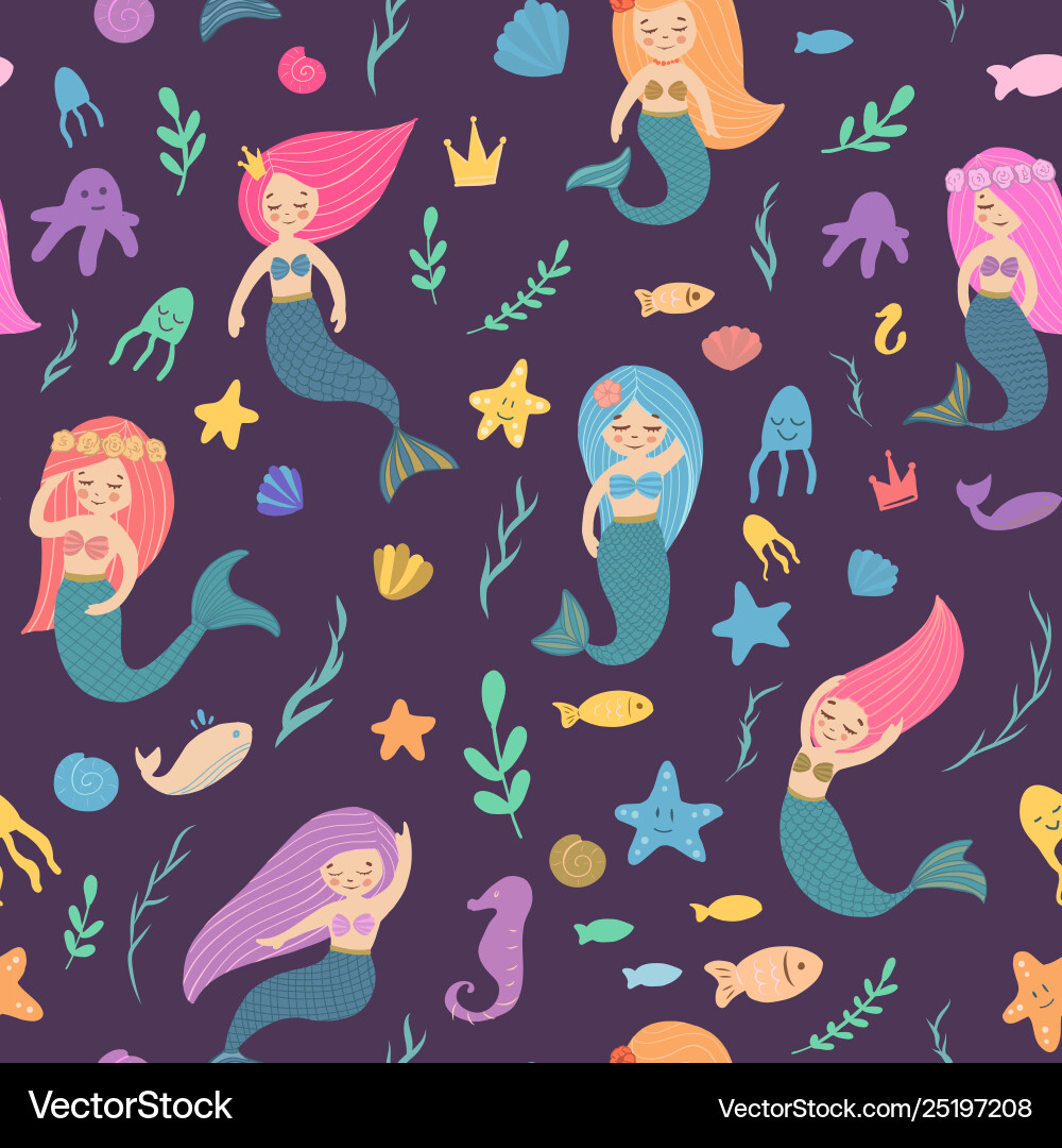 Beautiful and cute mermaids Beautiful and cute mermaids vector image