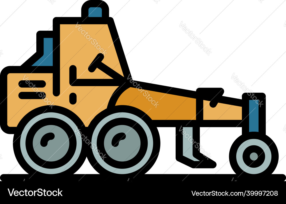 Building grader machine icon color outline Building grader machine icon color outline vector image