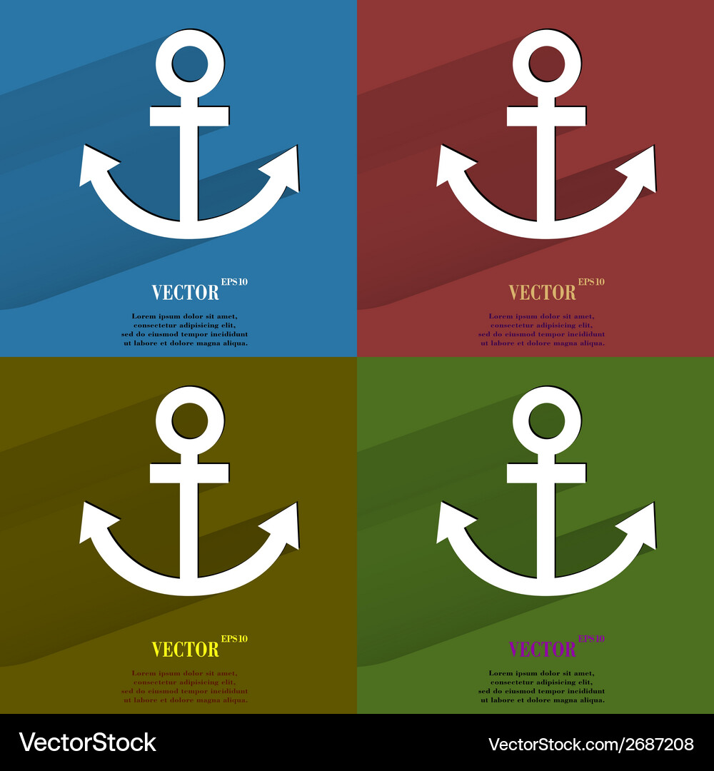 Color set anchor flat modern web button with long Vector Image