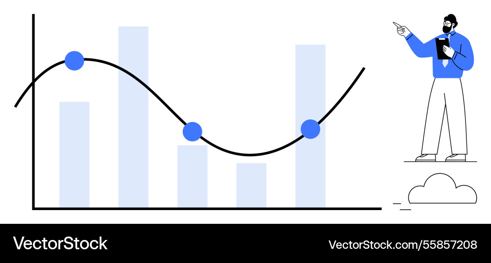 Data analyst explaining business trends using Data analyst explaining business trends using vector image