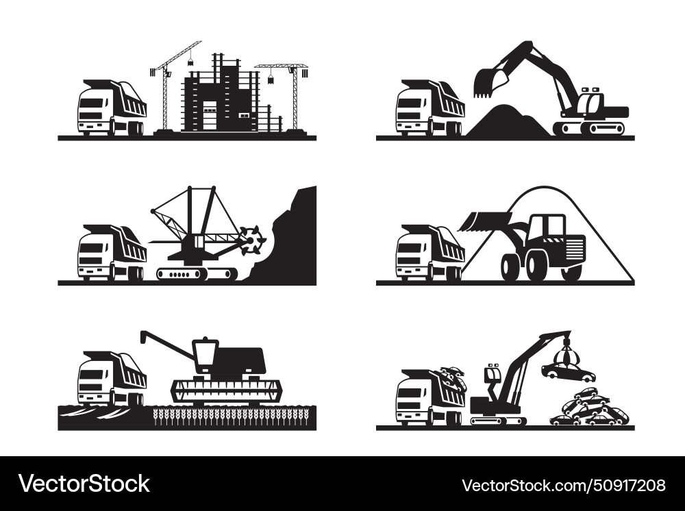 Dump trucks for different industries Dump trucks for different industries vector image