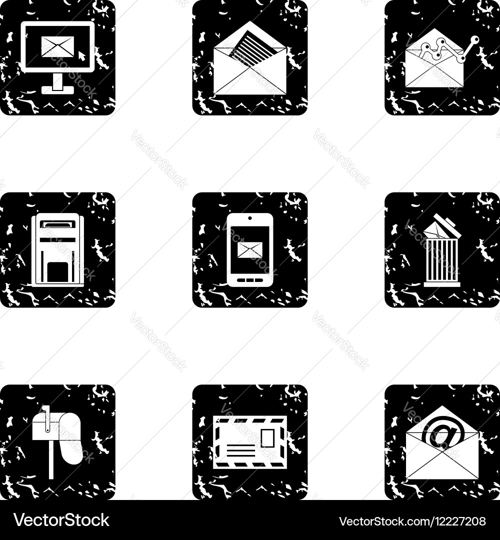 Message icons set grunge style Vector Image