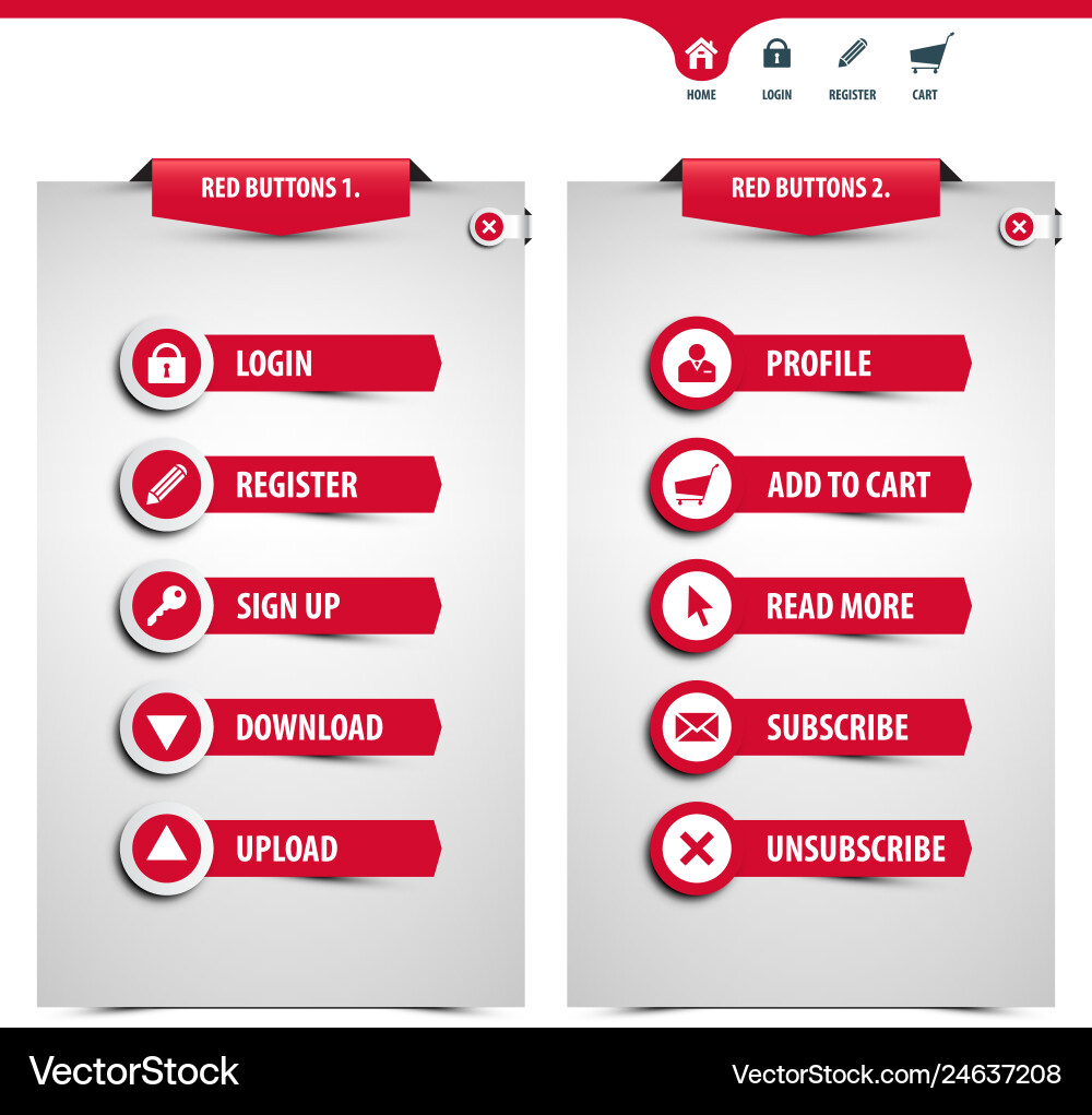 Red Web Buttons Collection vector image