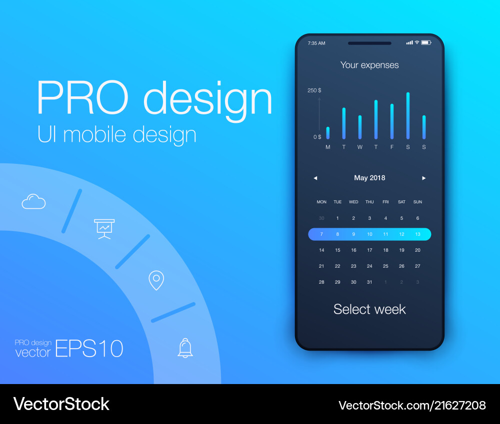 Weather ui material design stock Weather ui material design stock vector image