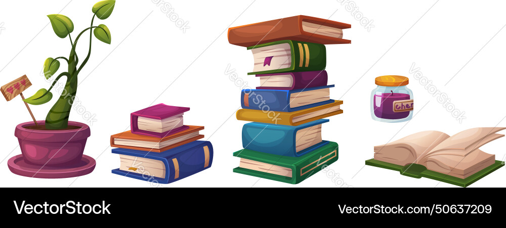 Book tall and small stack single open vector image