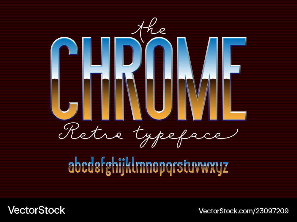 Chrome Metal Alphabet Font Vector Image