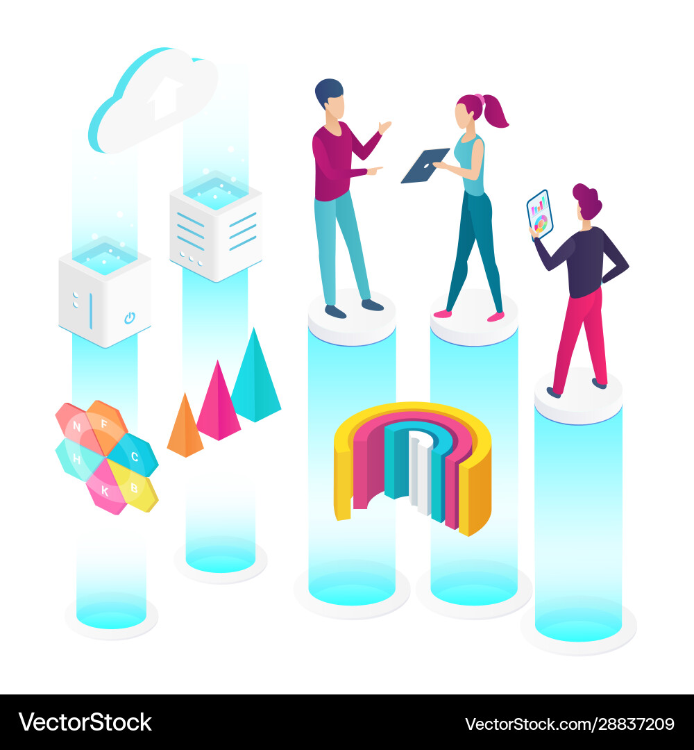 Data analysis isometric Data analysis isometric Vector Image