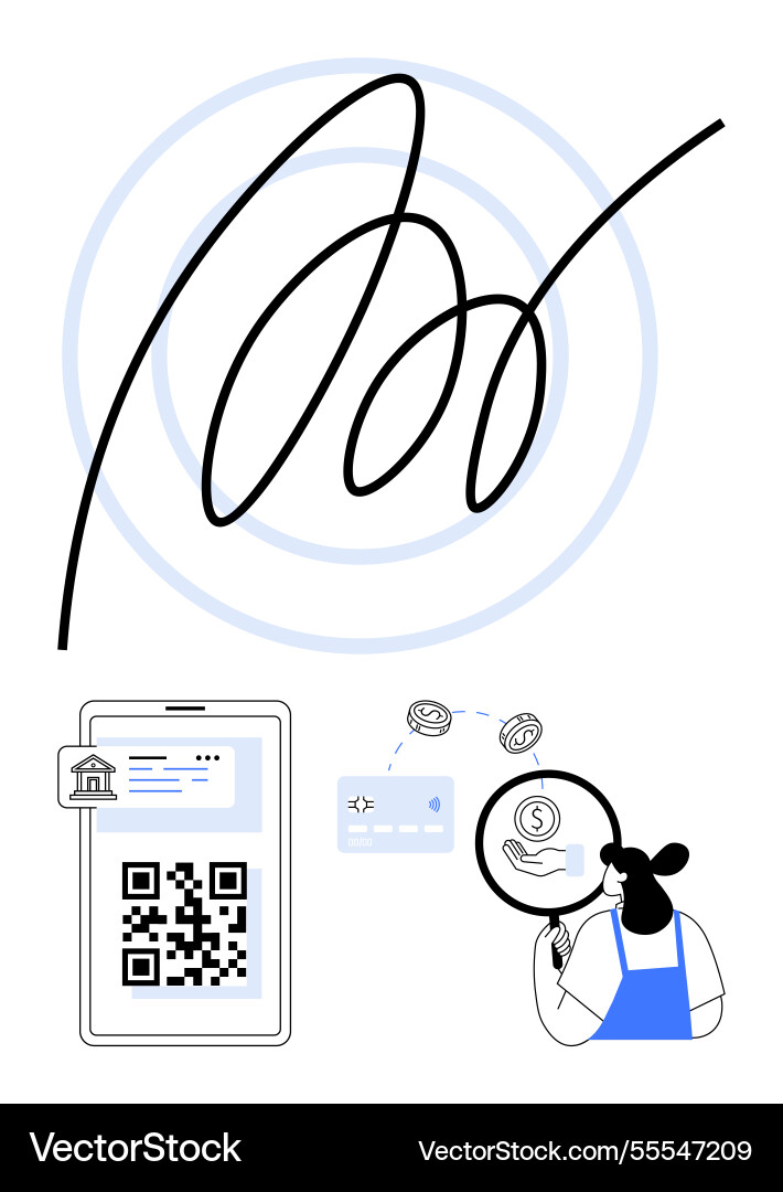Digital financial transaction concept with qr code Digital financial transaction concept with qr code vector image