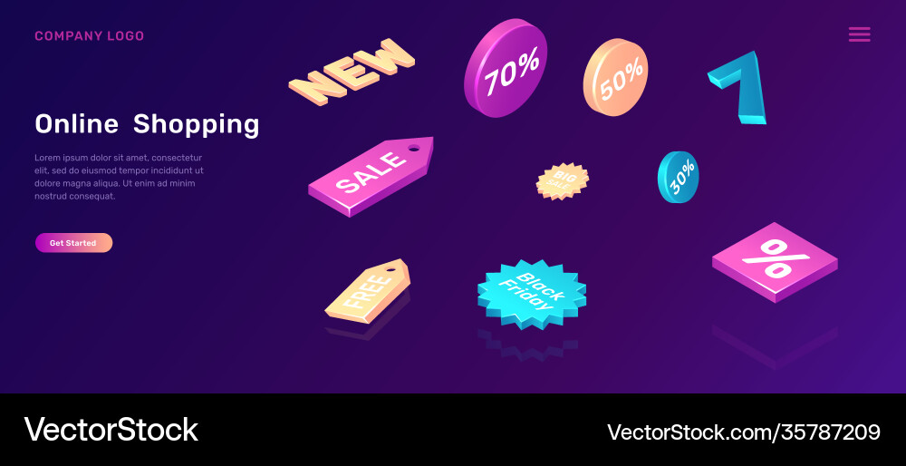 Online shopping isometric concept with sale icons Online shopping isometric concept with sale icons vector image
