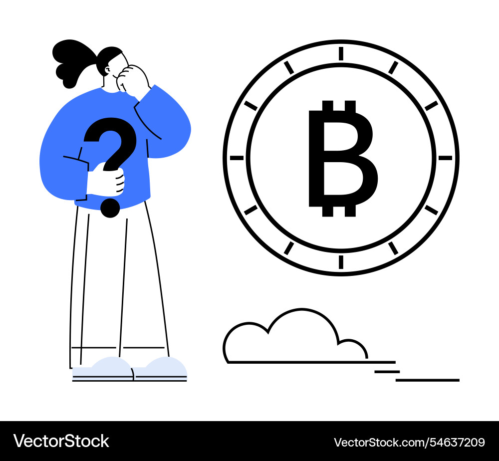 Person holding question mark with bitcoin symbol – Royalty-Free Vector |  VectorStock