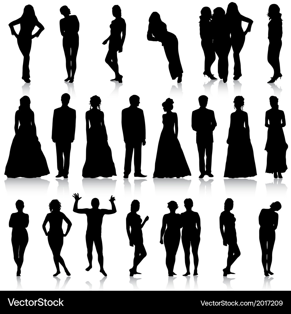 Silhouettes of Men and Women Vector Image