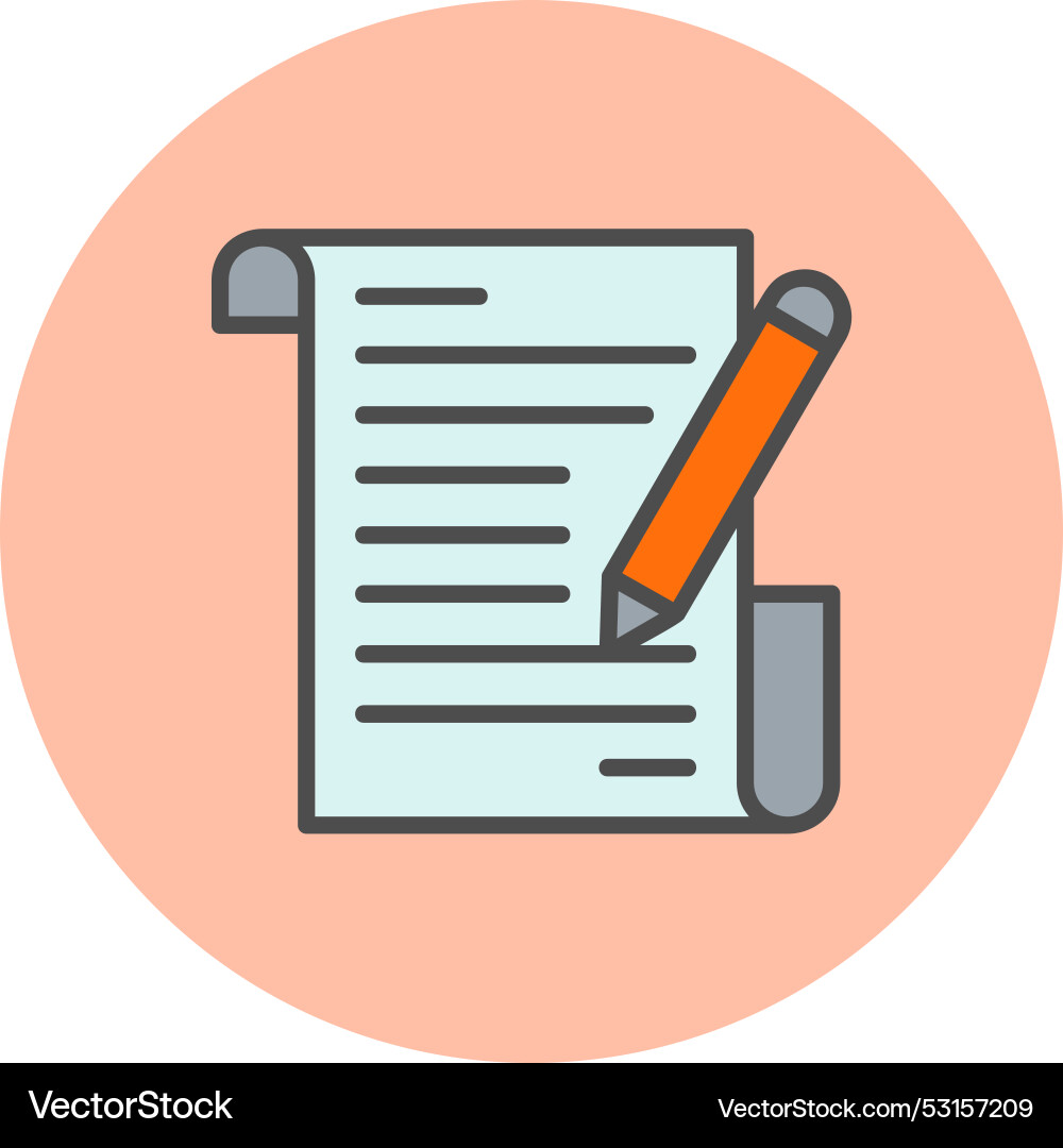 Writing line filled circle icon Vector Image