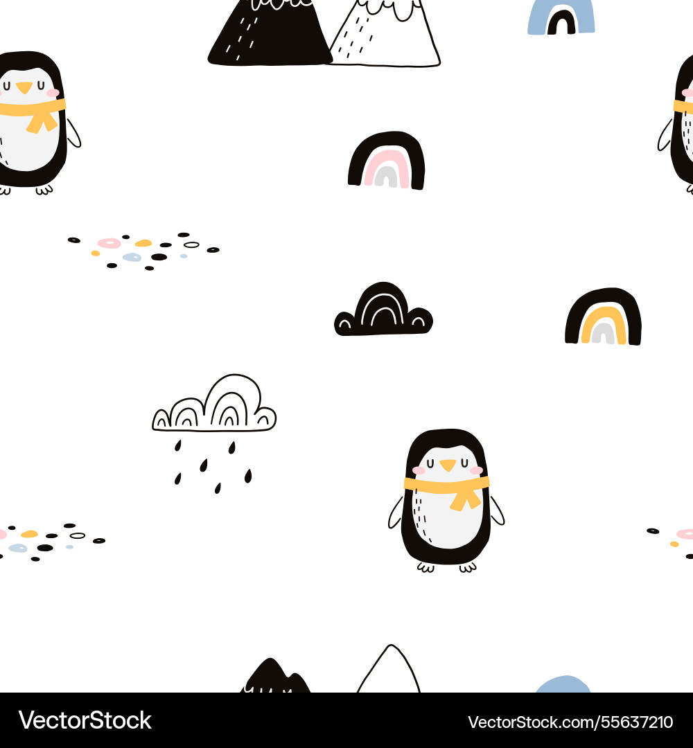 Scandi pattern with penguins Vector Image
