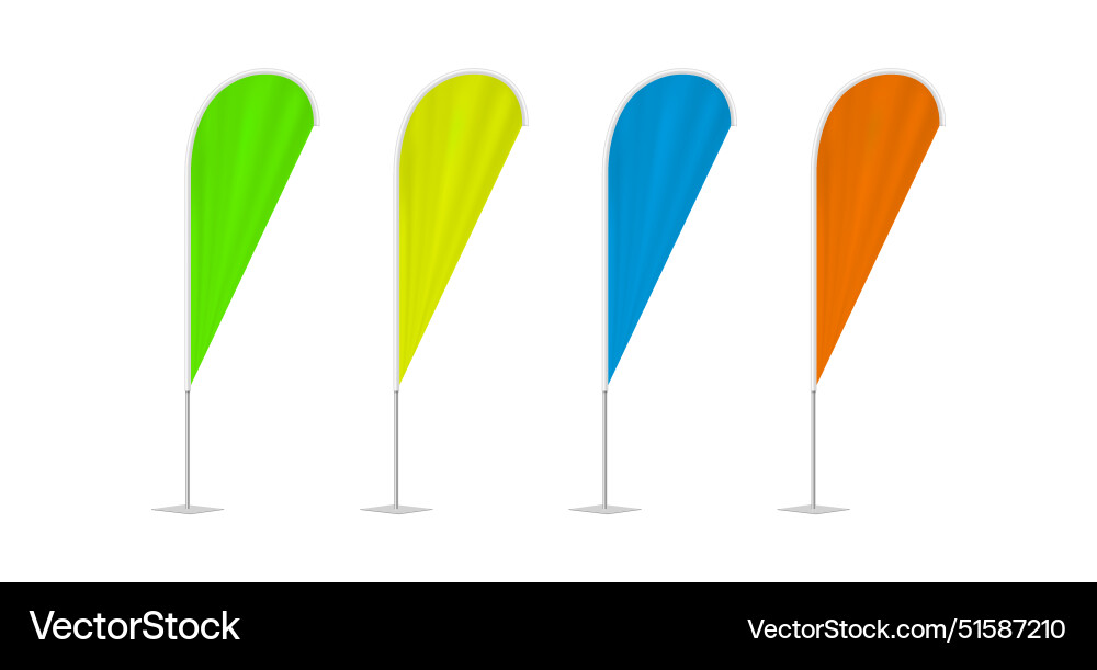 Set of beach flags mock up isolated Set of beach flags mock up isolated vector image
