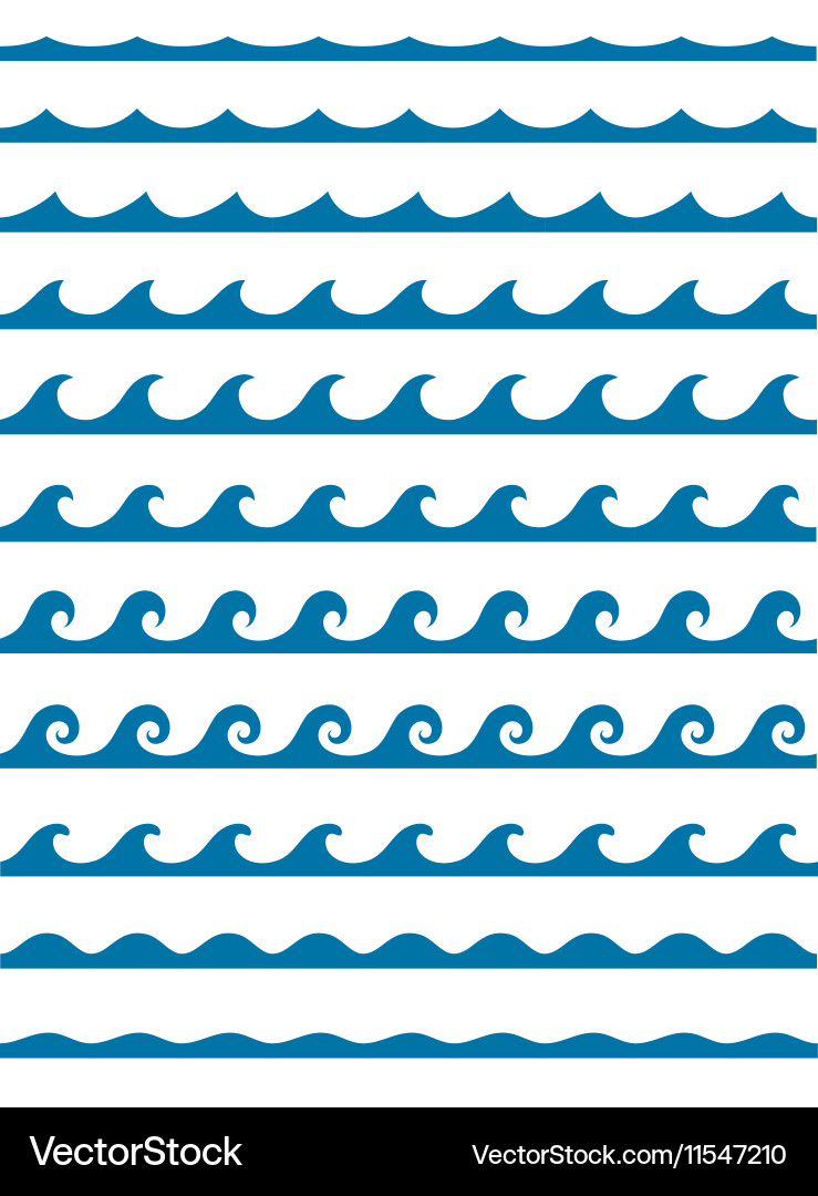 Set of seamless patterns with stylized waves vector image