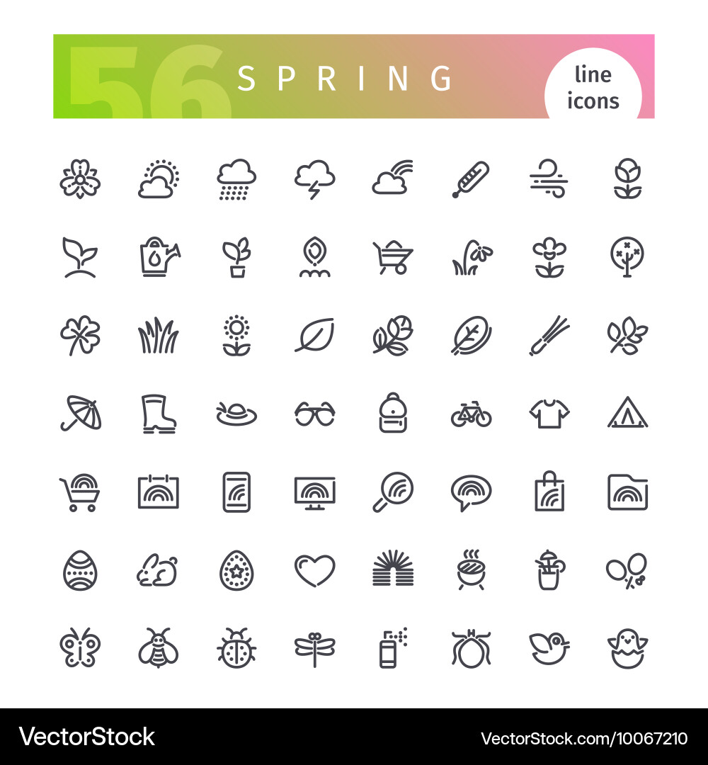 Spring Line Icons - Nature & Growth vector image