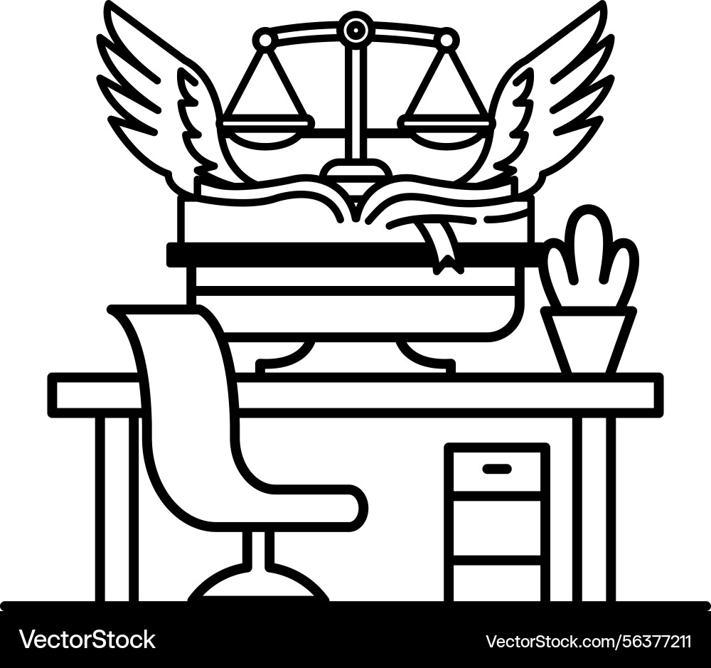 Computer monitor sits on a desk with book Computer monitor sits on a desk with book vector image