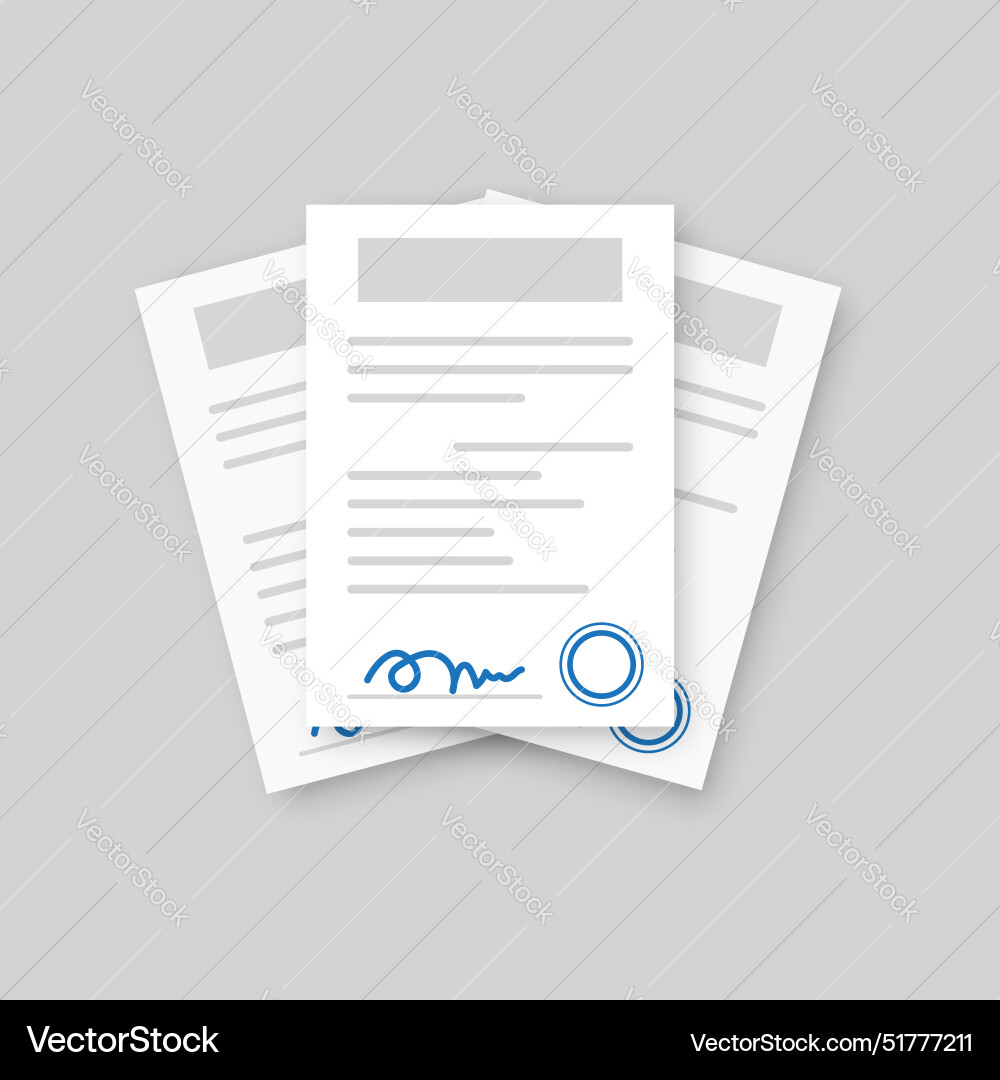 Document with stamp and text icon in flat style Document with stamp and text icon in flat style vector image