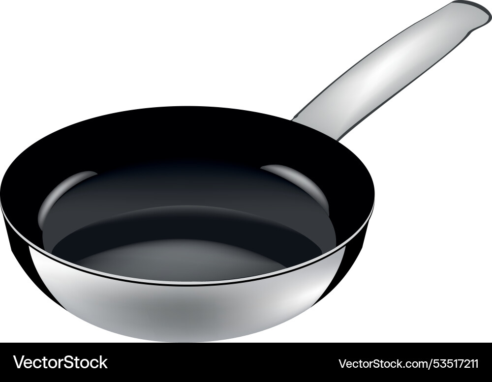 Empty frying pan lying on white background Vector Image