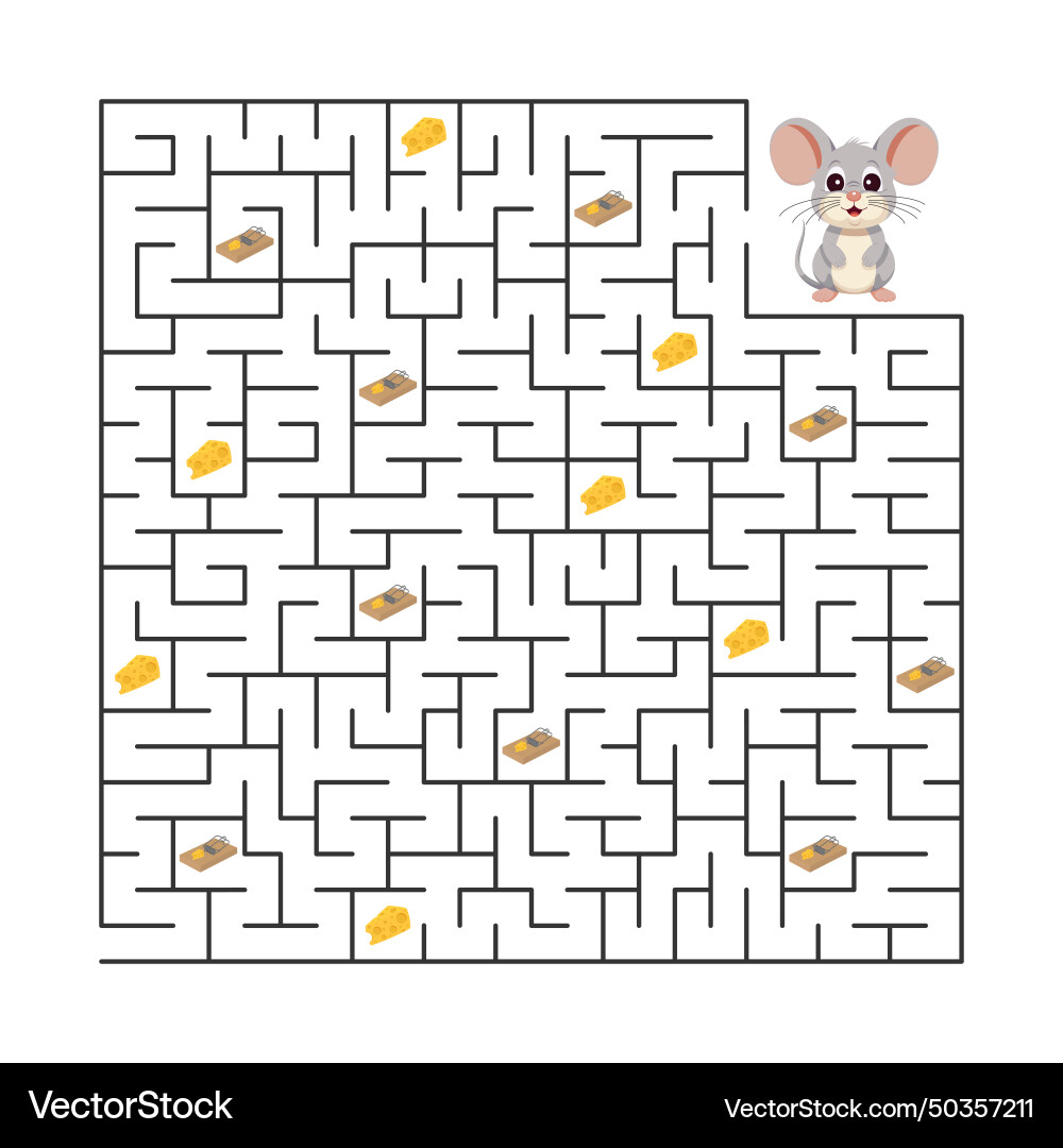 Help the mouse collect cheese and find a way Vector Image