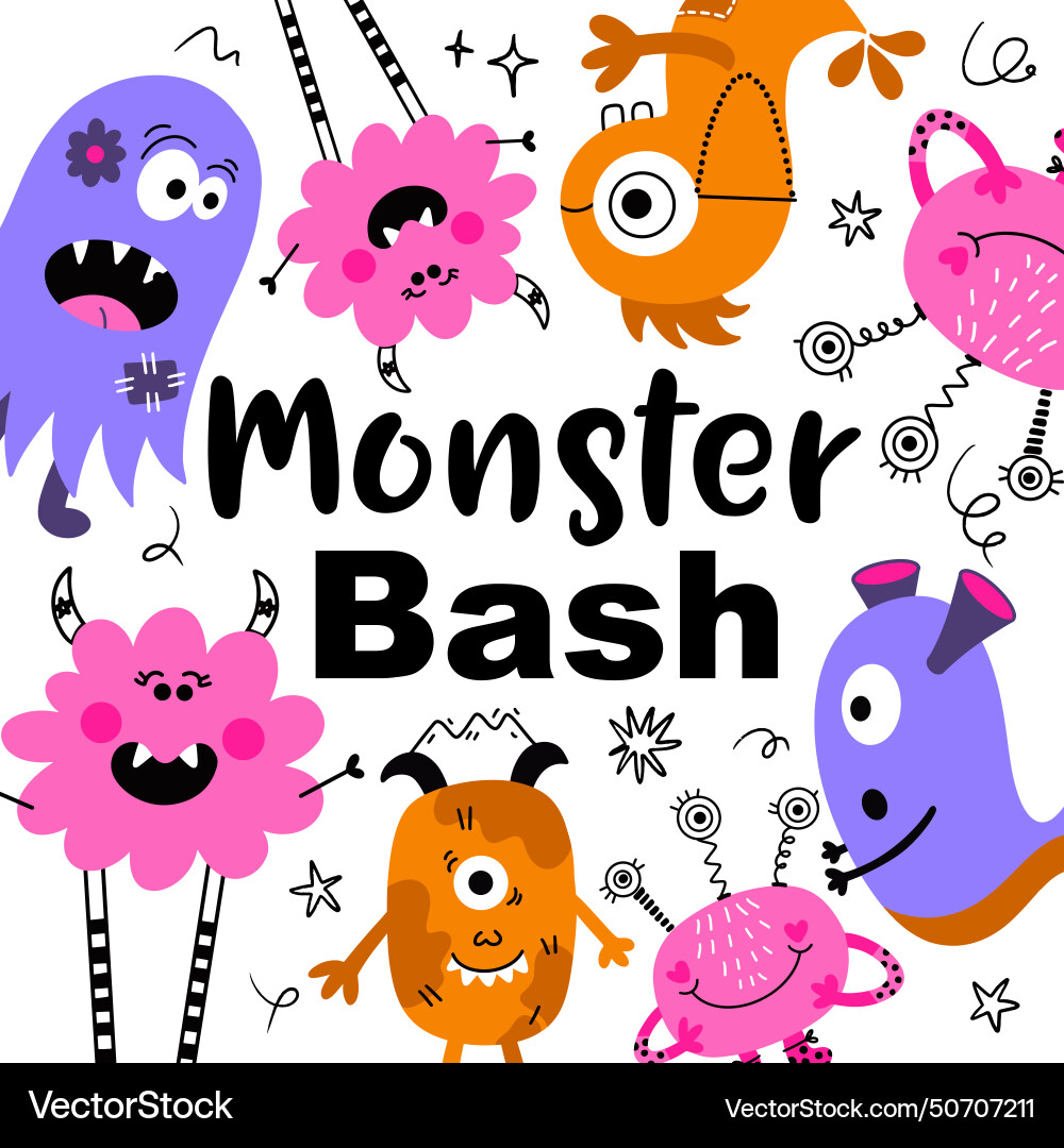 Monster bash card background Monster bash card background vector image