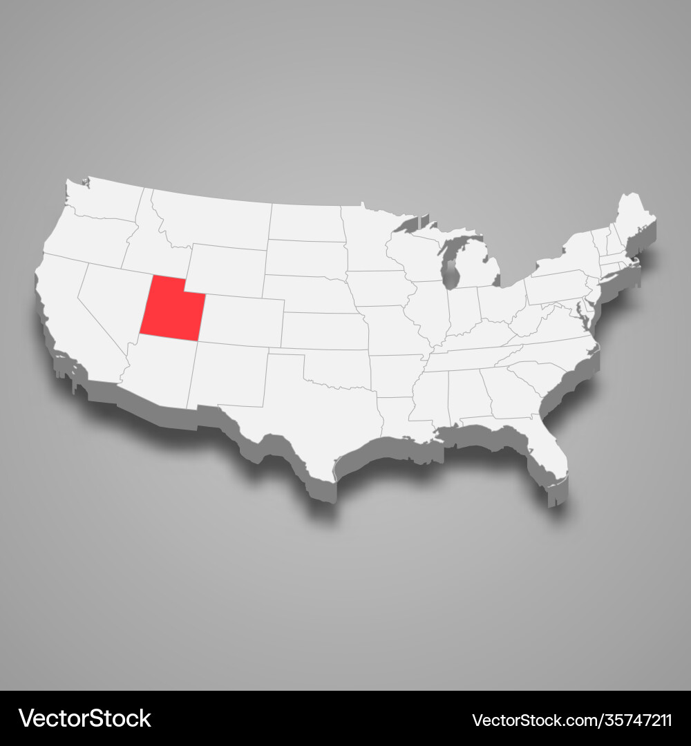 Utah state location within united states 3d map Vector Image