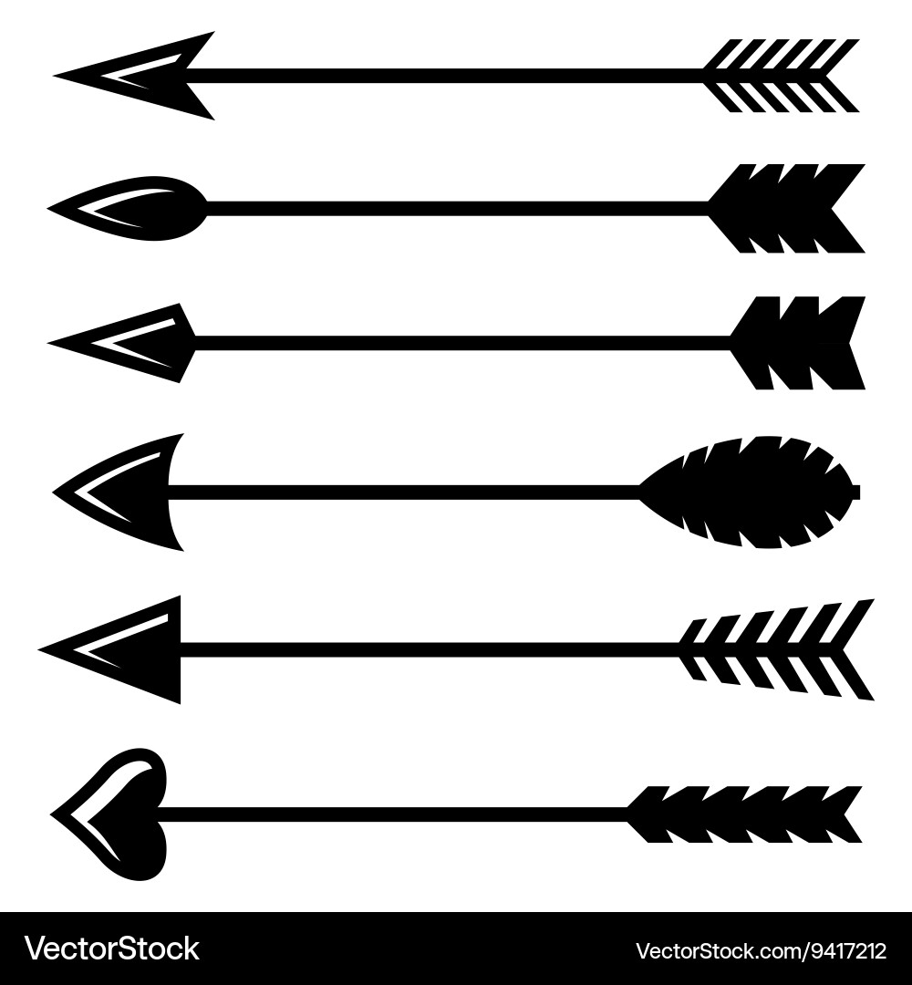 Black Bow Arrows - Tribal Style Icons Vector Image