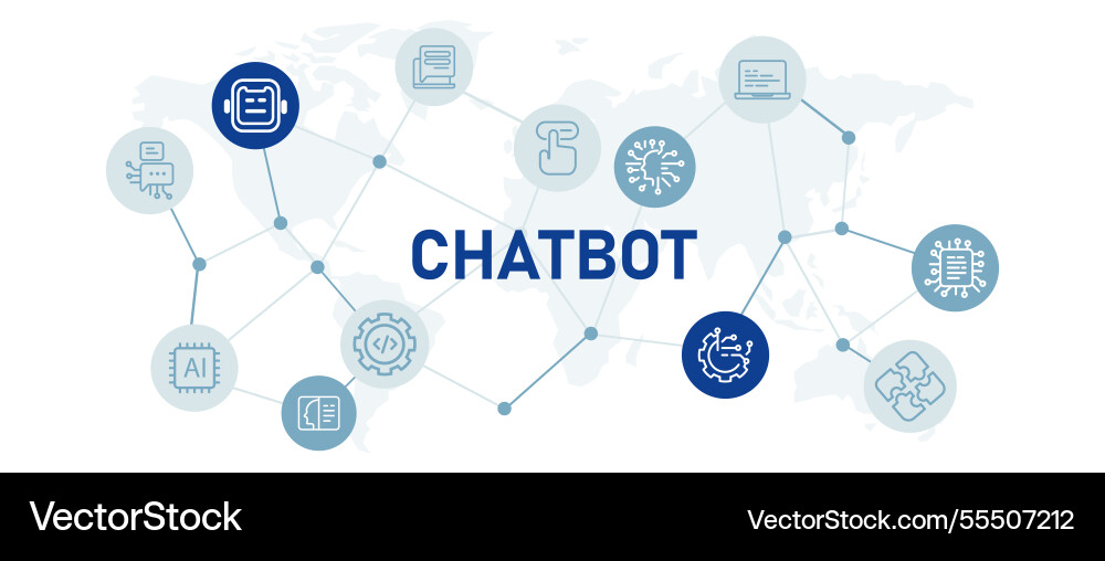 Chatbot icon set with deep learning Chatbot icon set with deep learning vector image