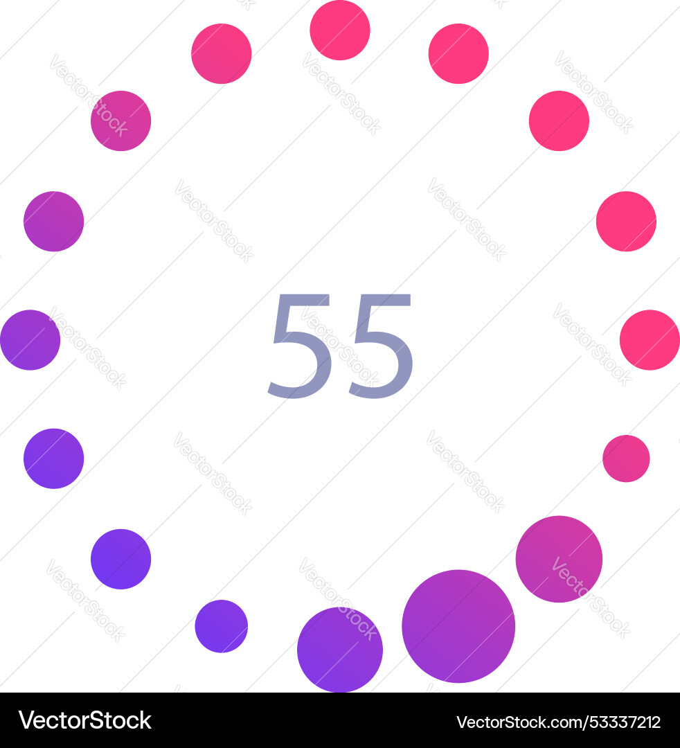 Circular loading bar showing fifty five percent vector image